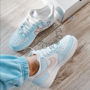 Nike Air Force 1 low custom pale pink / light blue